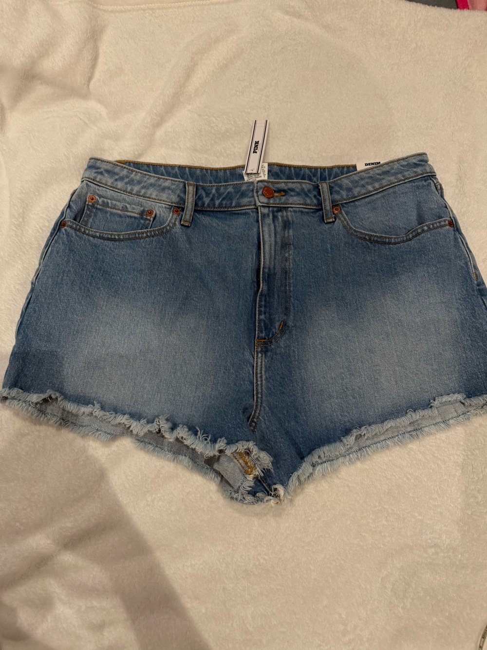 PINK Victoria's Secret Light Blue Distressed Denim Cutoff Shorts